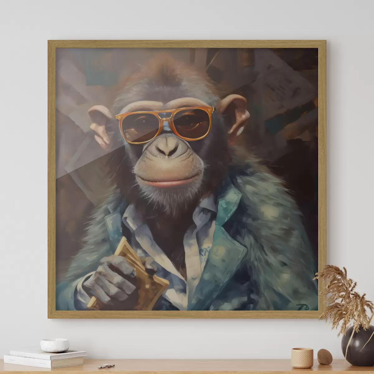 Poster Affe mit Brieftasche f32172