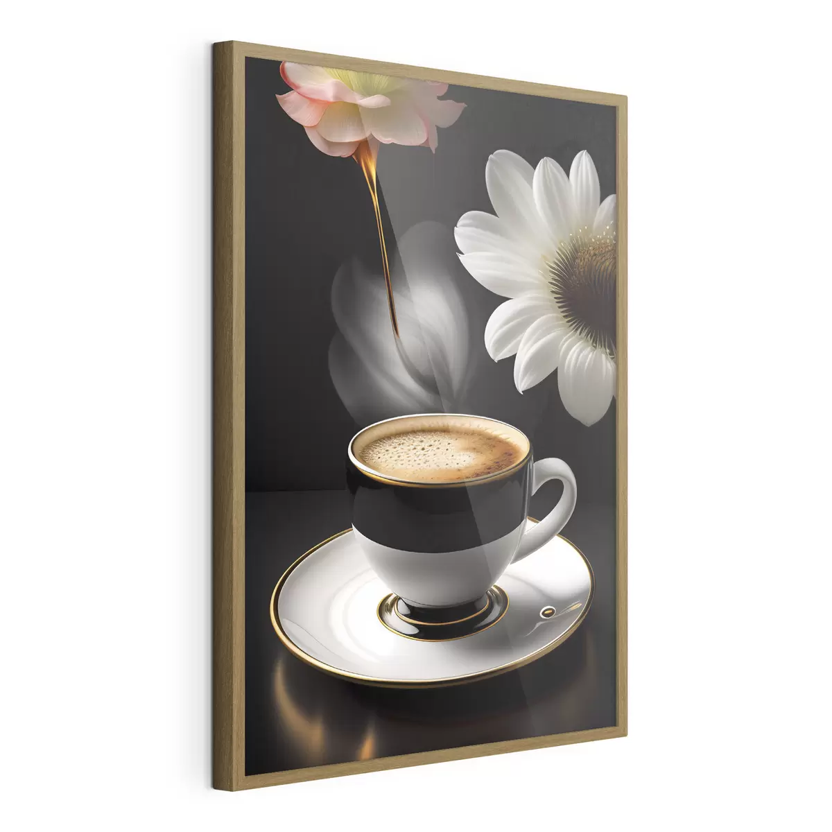 Poster Eine Tasse Kaffee mit Blumen f32167