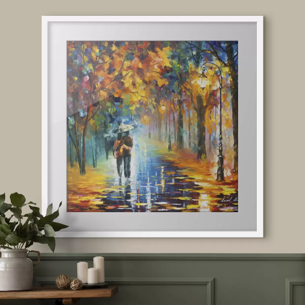 Poster Ein Paar unter einem Regenschirm, Herbst f15186