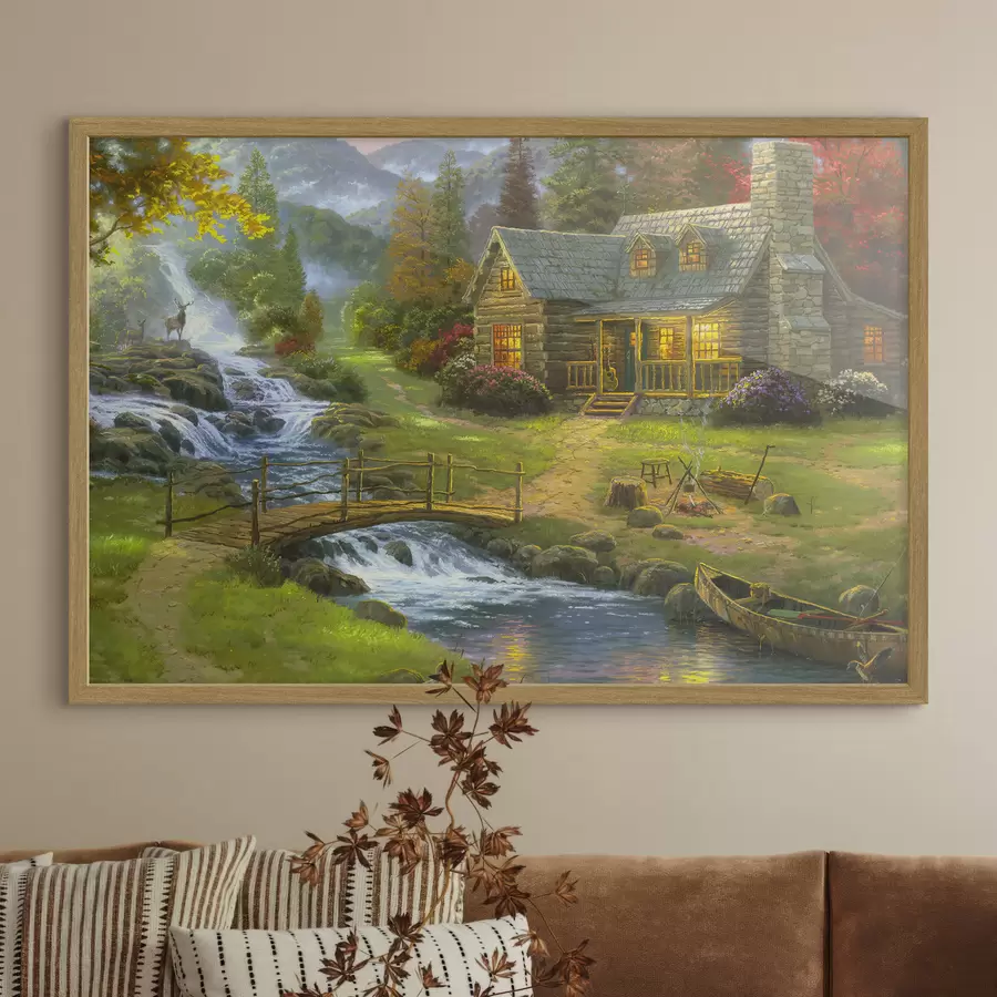 Fototapete Haus im Wald am Fluss f15144