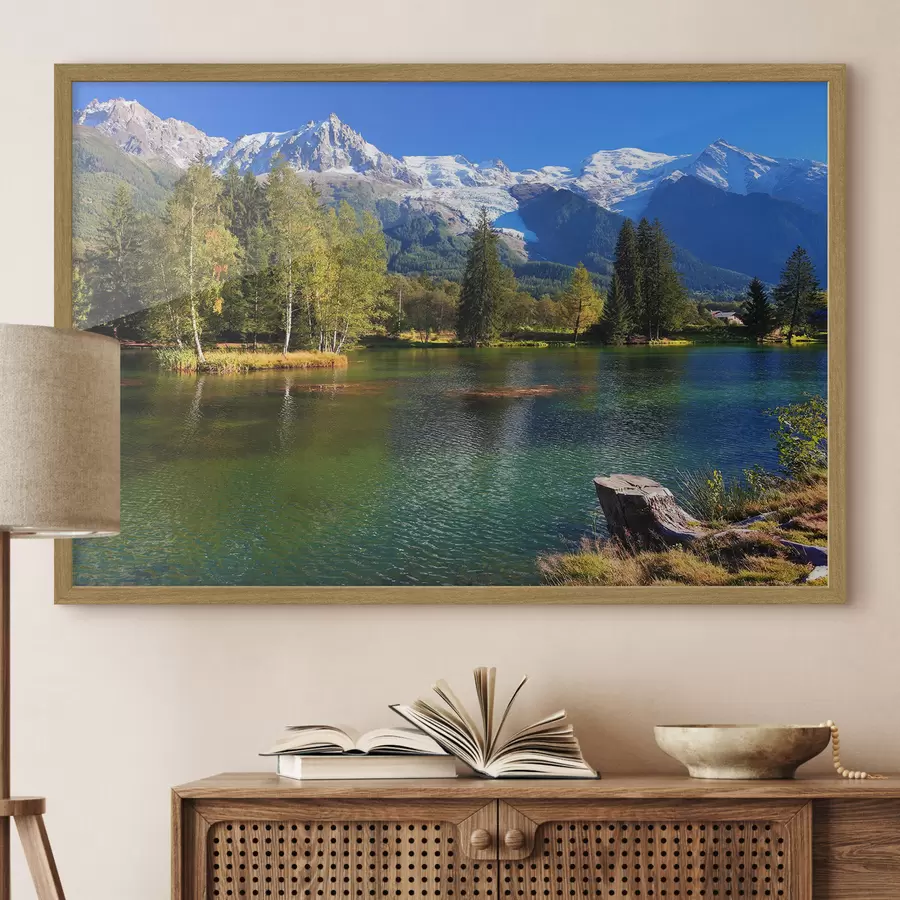 Fototapete Fluss am Fuße der Berge f08443