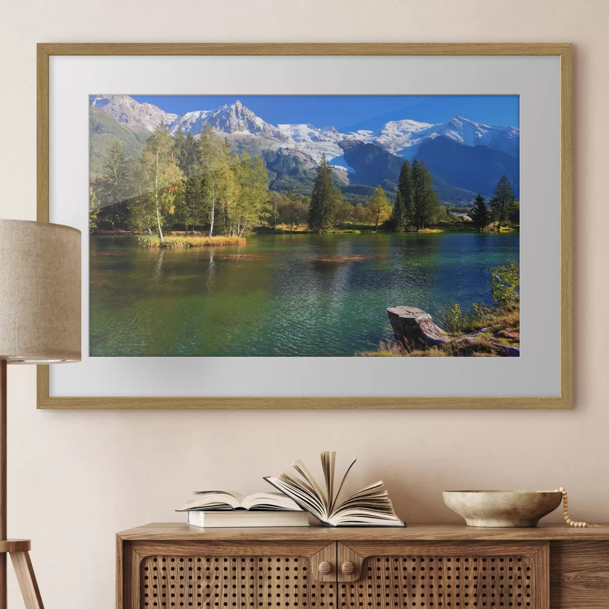 Poster Fluss am Fuße der Berge f08443