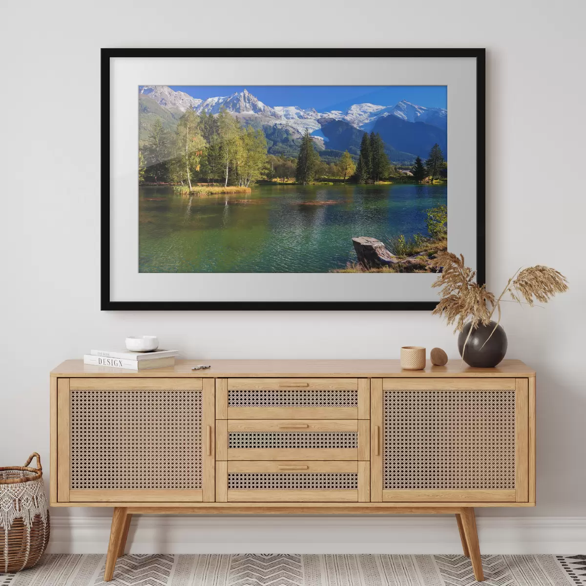 Poster Fluss am Fuße der Berge f08443