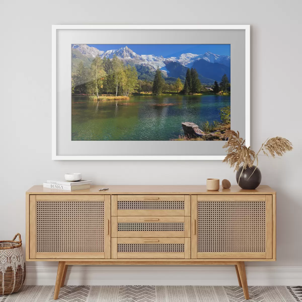 Poster Fluss am Fuße der Berge f08443