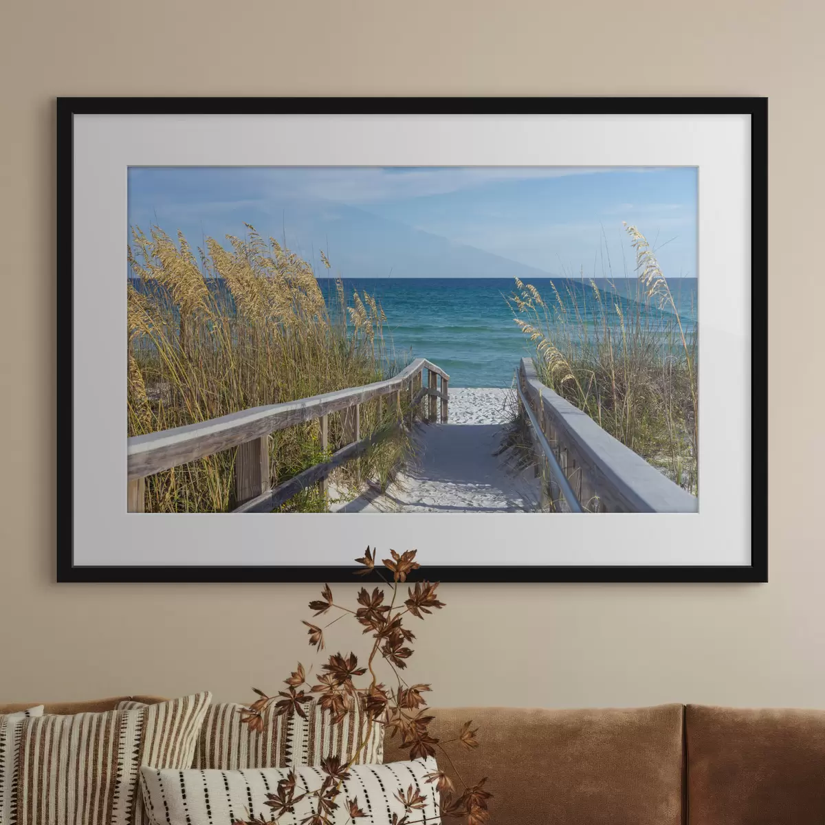 Poster Hölzerne Brücke zum Meer f08222
