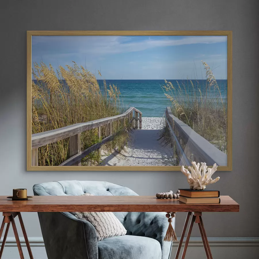 Fototapete Hölzerne Brücke zum Meer f08222
