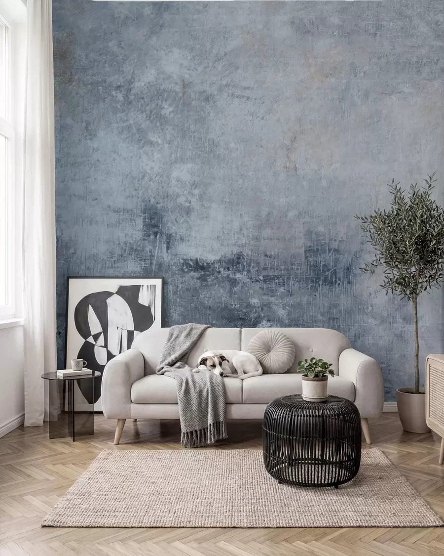 Fototapete Beton in Jeansblau u47663v3