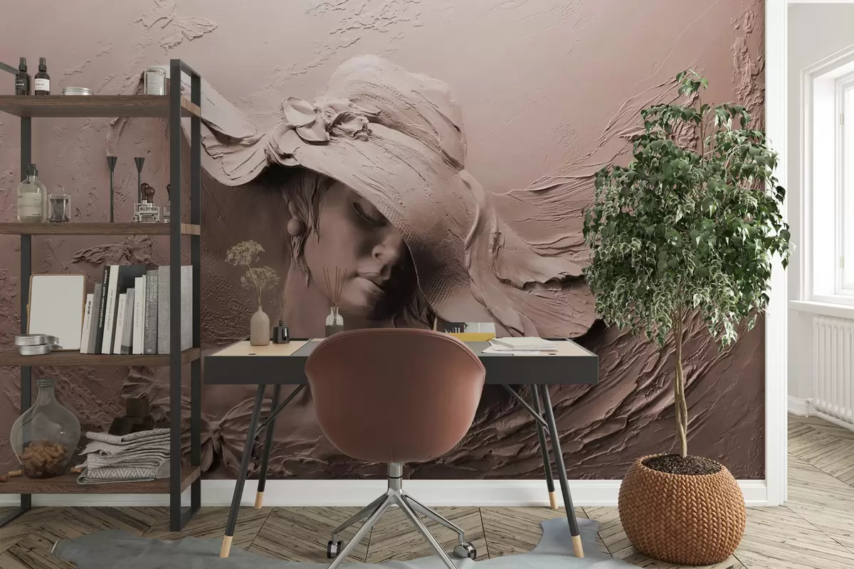 Fototapete Frau mit Hut 3D u62592v1