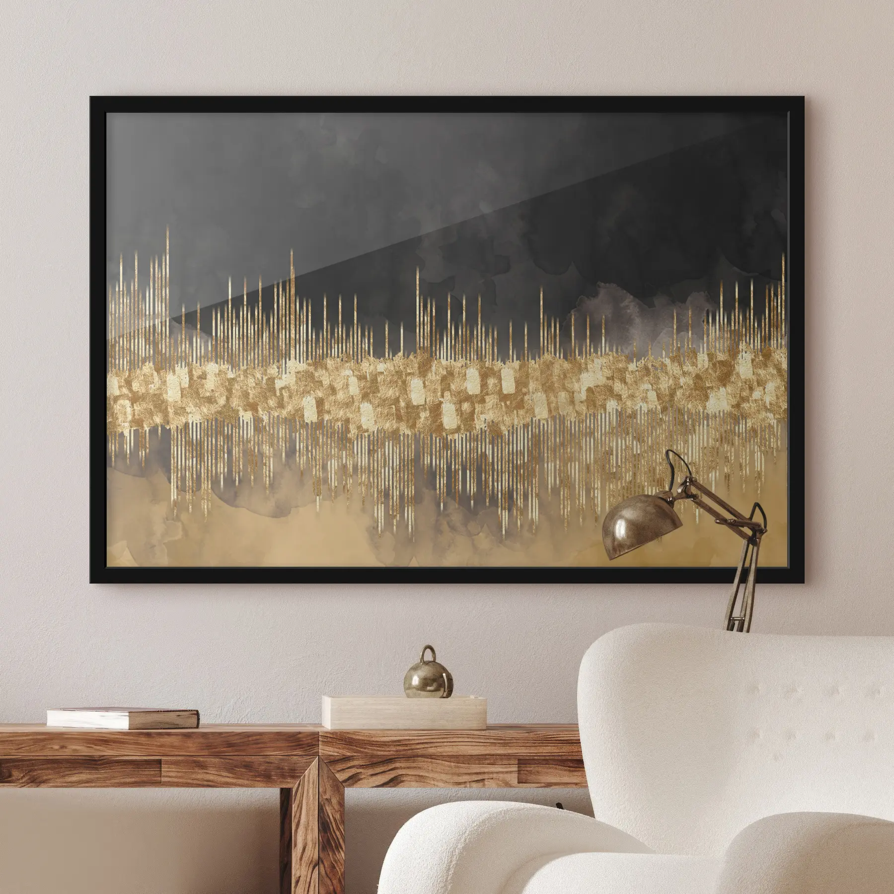 Fototapete Gold und schwarzer Rauch f34138