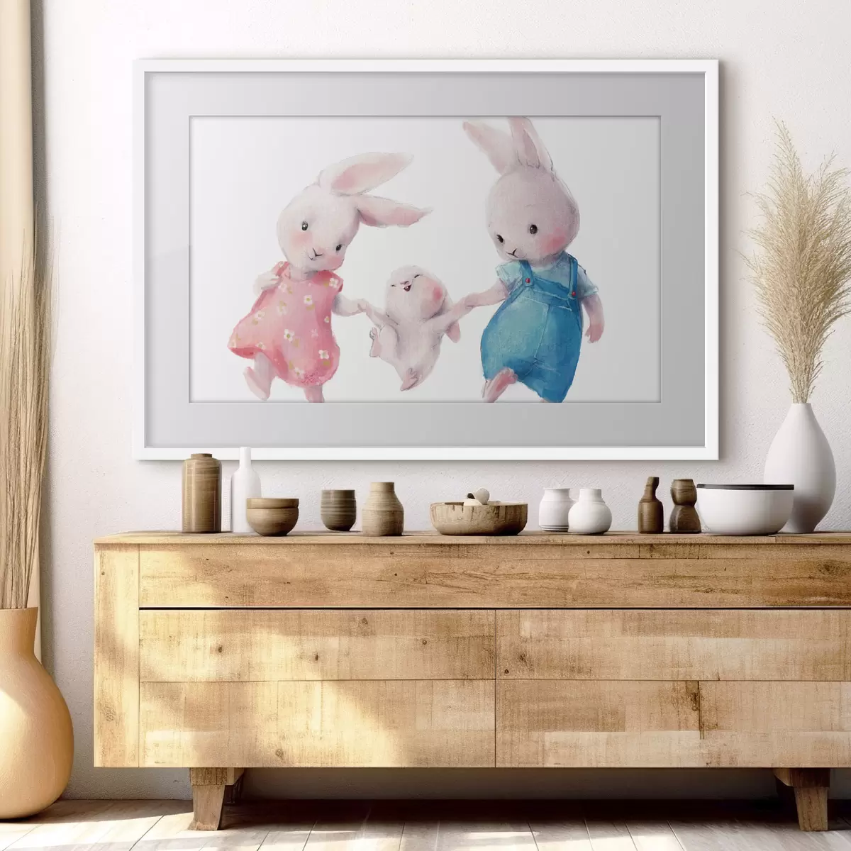 Poster Eine fröhliche Hasenfamilie f34997