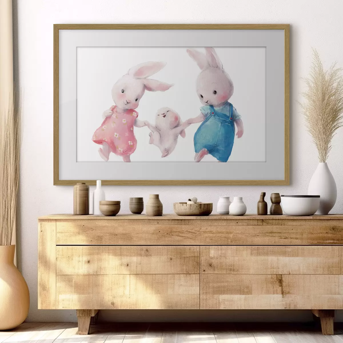Poster Eine fröhliche Hasenfamilie f34997