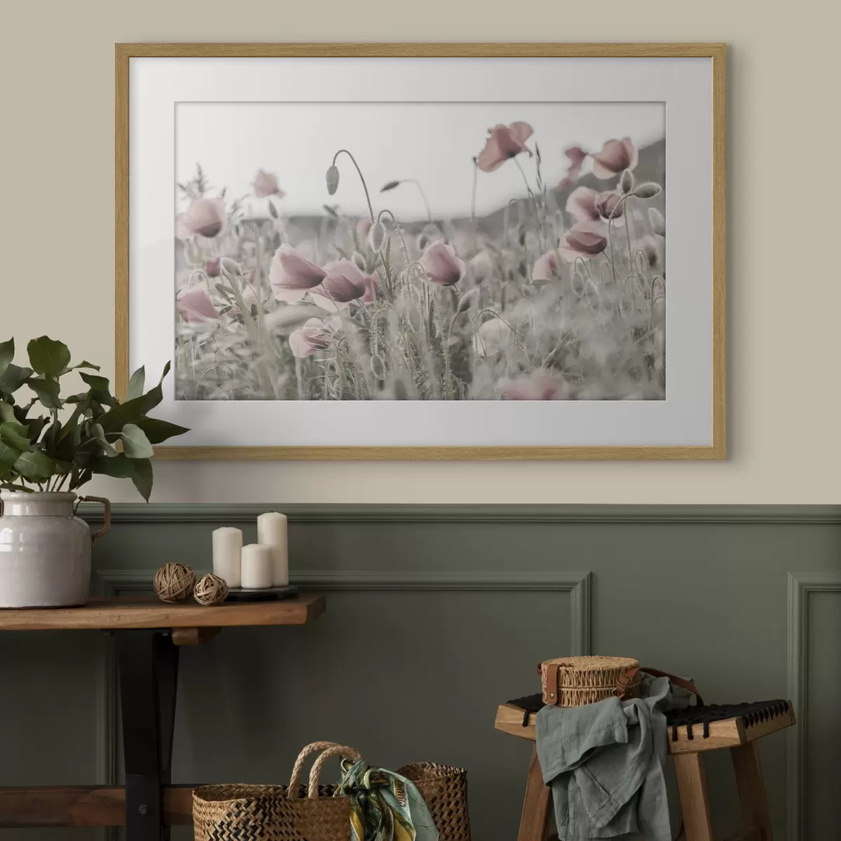 Poster Mohnblumen in gedeckten Farben f35592