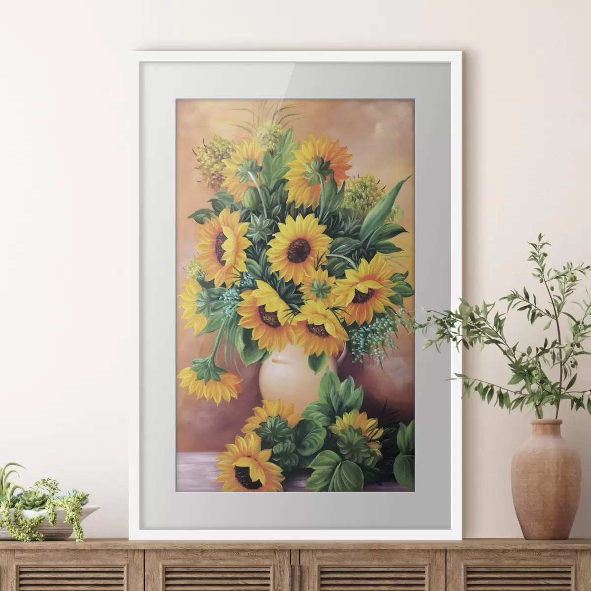 Poster Sonnenblumen in einer Vase f00860