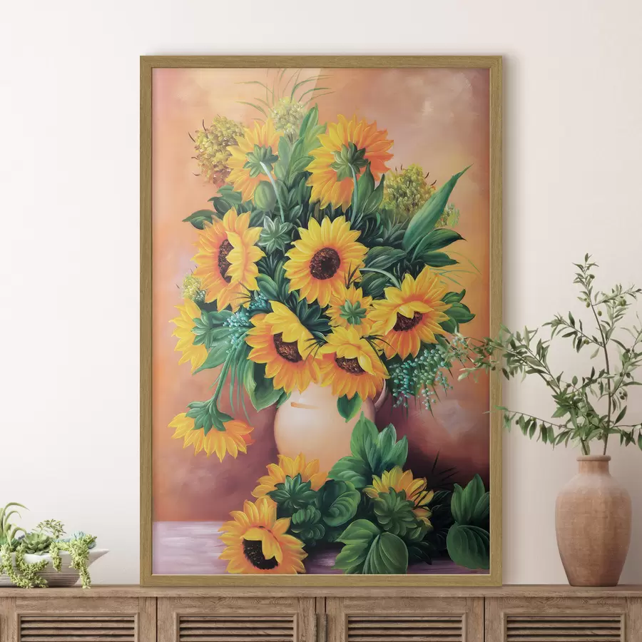 Fototapete Sonnenblumen in einer Vase f00860