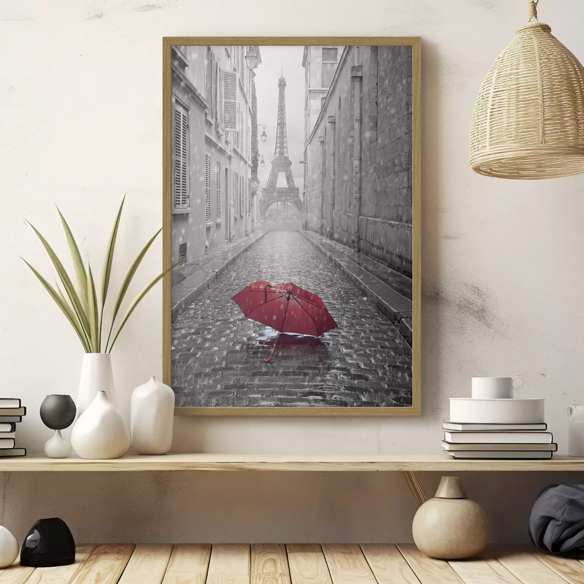 Poster Blick auf den Eiffelturm von einer Straße in Paris aus f33713