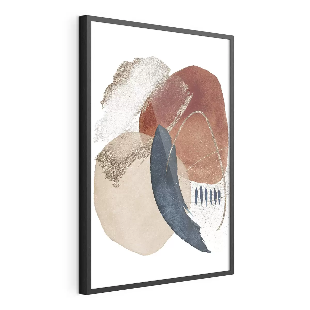 Poster Beiges Aquarellmuster und Elemente auf weißem Hintergrund f35954