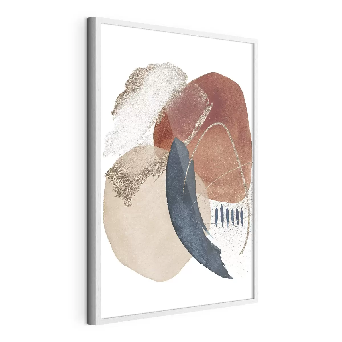 Poster Beiges Aquarellmuster und Elemente auf weißem Hintergrund f35954