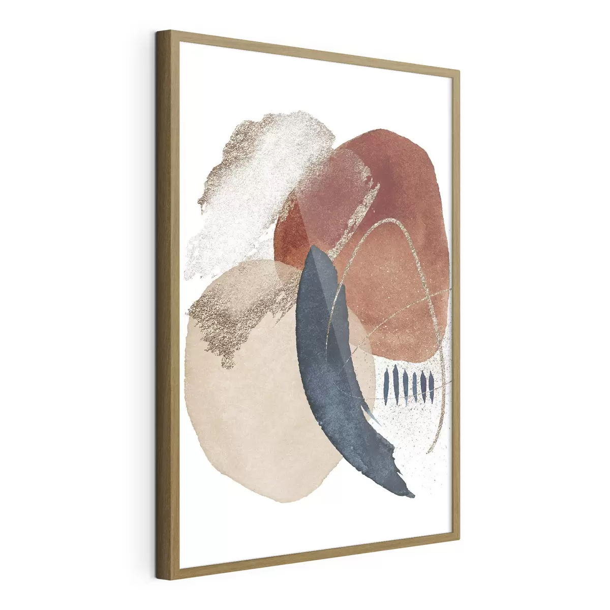 Poster Beiges Aquarellmuster und Elemente auf weißem Hintergrund f35954