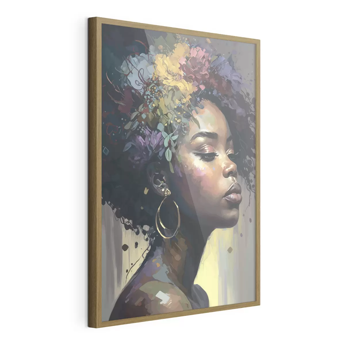 Poster Schöne schwarze Frau mit buntem Haar f36577