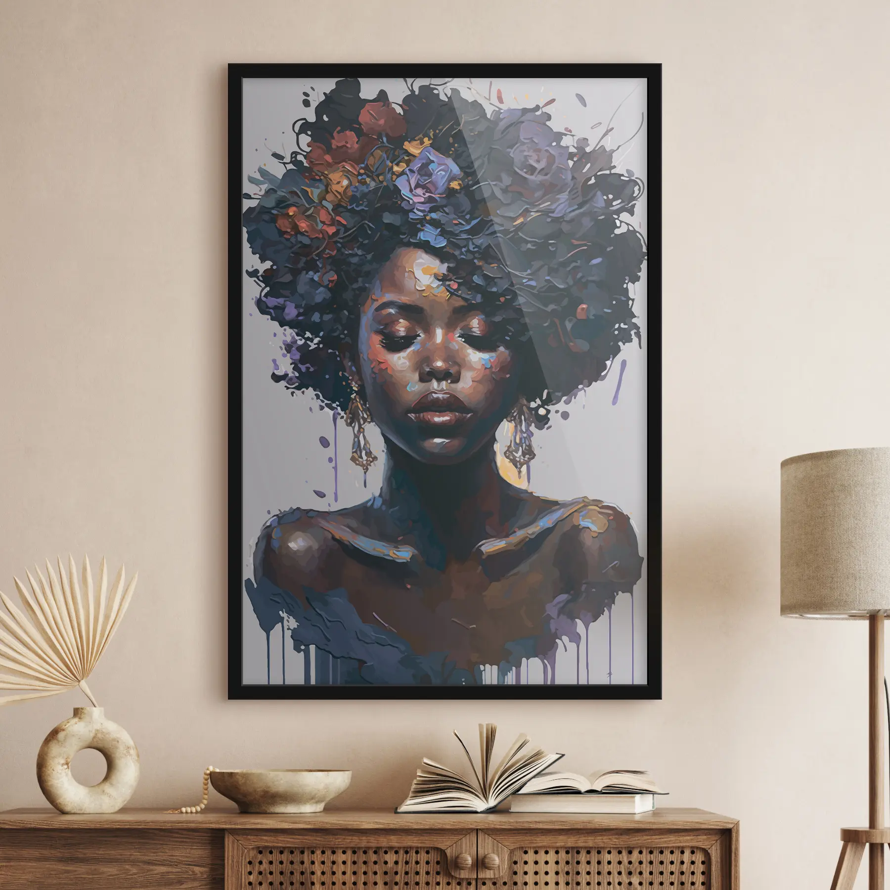 Fototapete Schöne schwarze Frau mit einer Afrofrisur f36578 Fototapete Schöne schwarze Frau mit einer Afrofrisur f36578