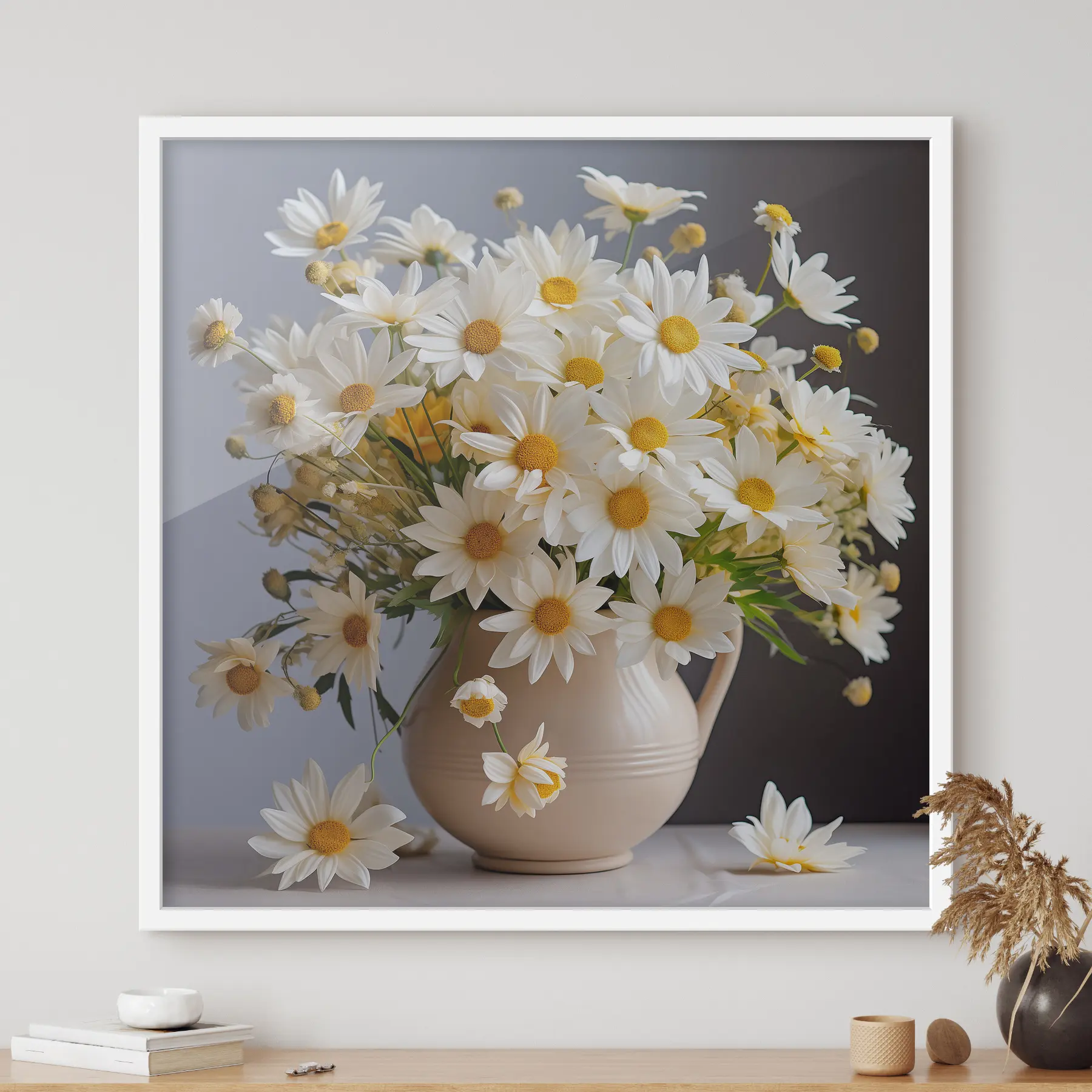 Fototapete Weiße Gänseblümchen in einer Vase f36813