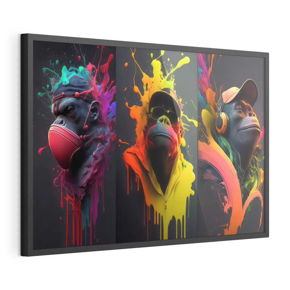 Poster Trio von Gorillas auf einem hellen Hintergrund f34885