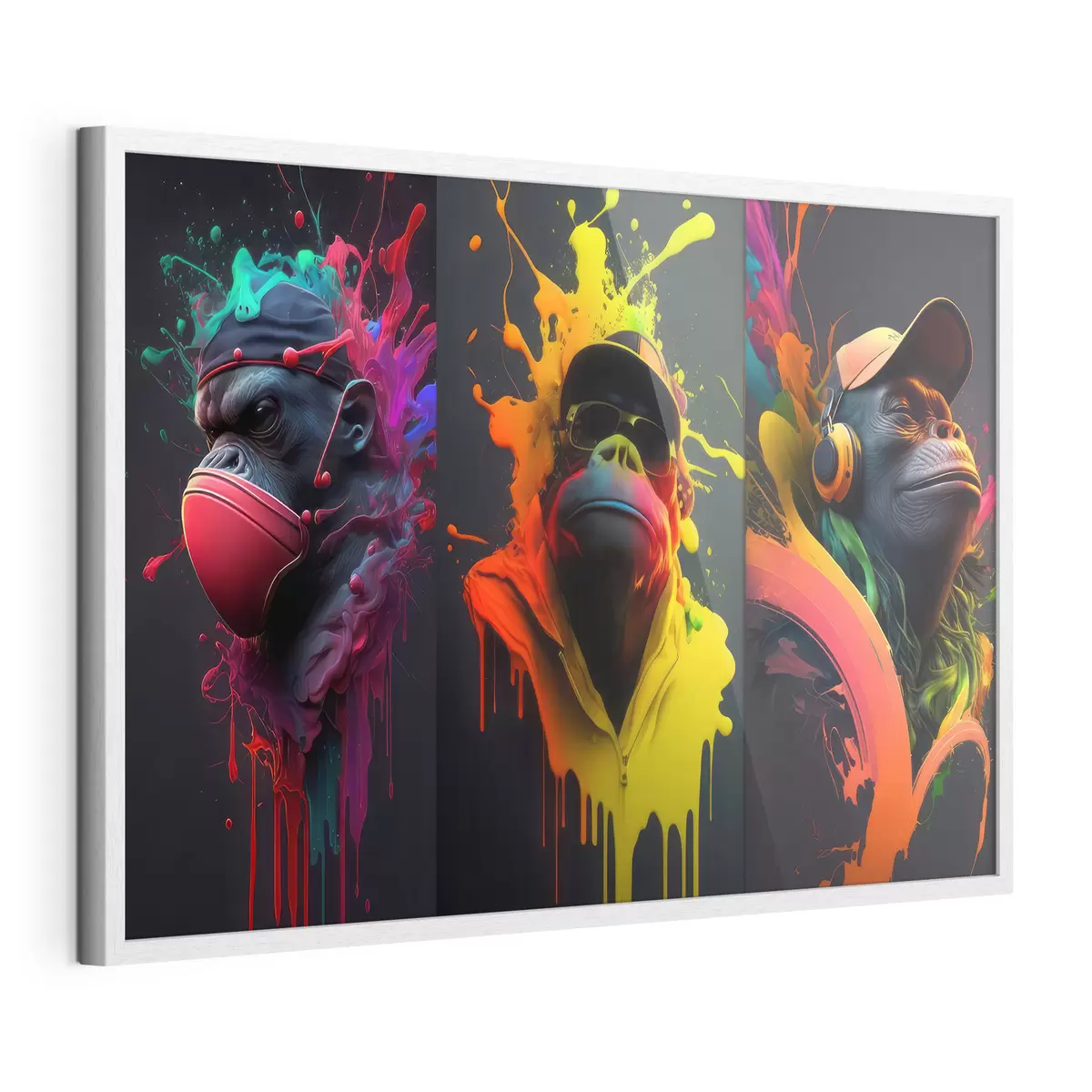 Poster Trio von Gorillas auf einem hellen Hintergrund f34885