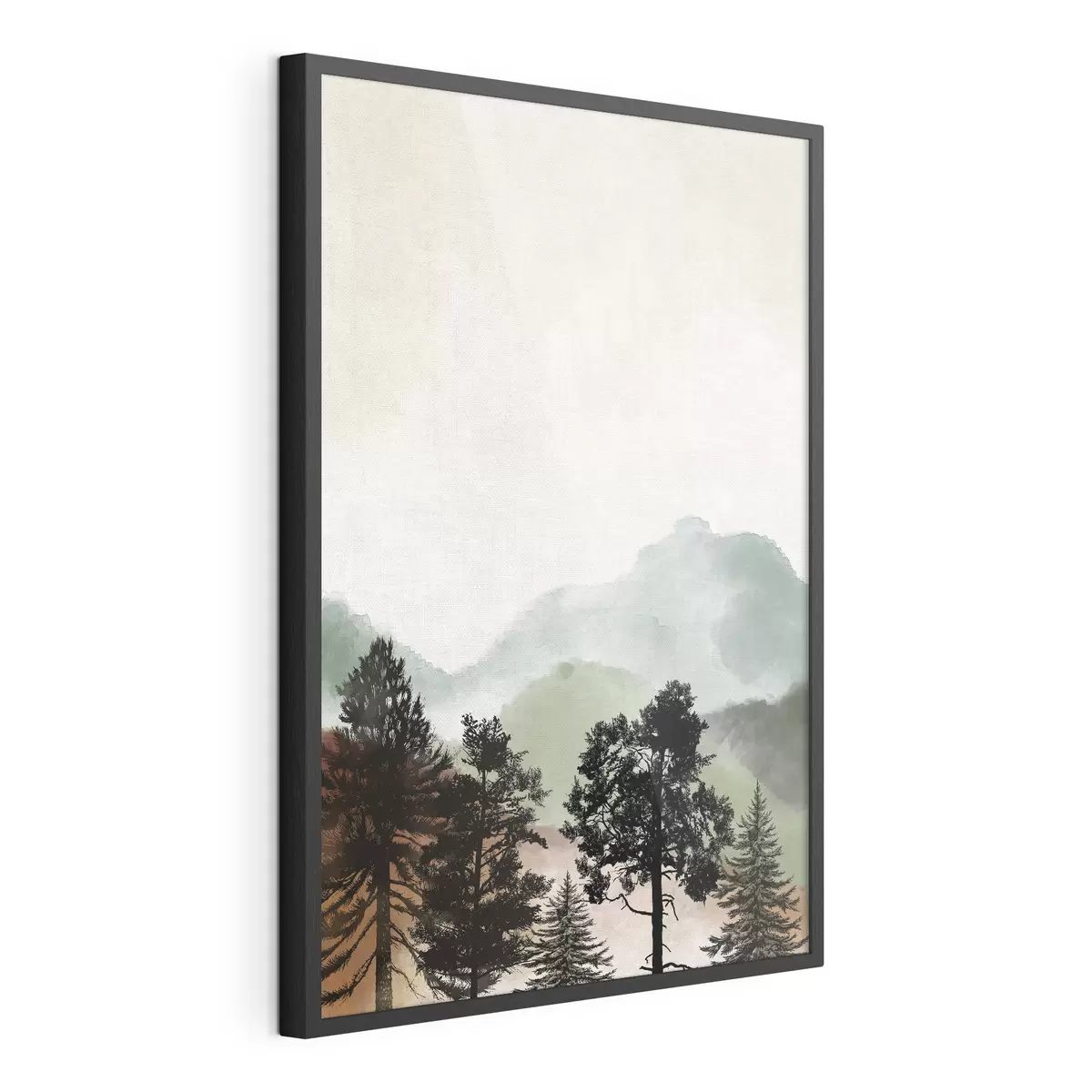 Poster Aquarell Berglandschaft mit Bäumen f36603