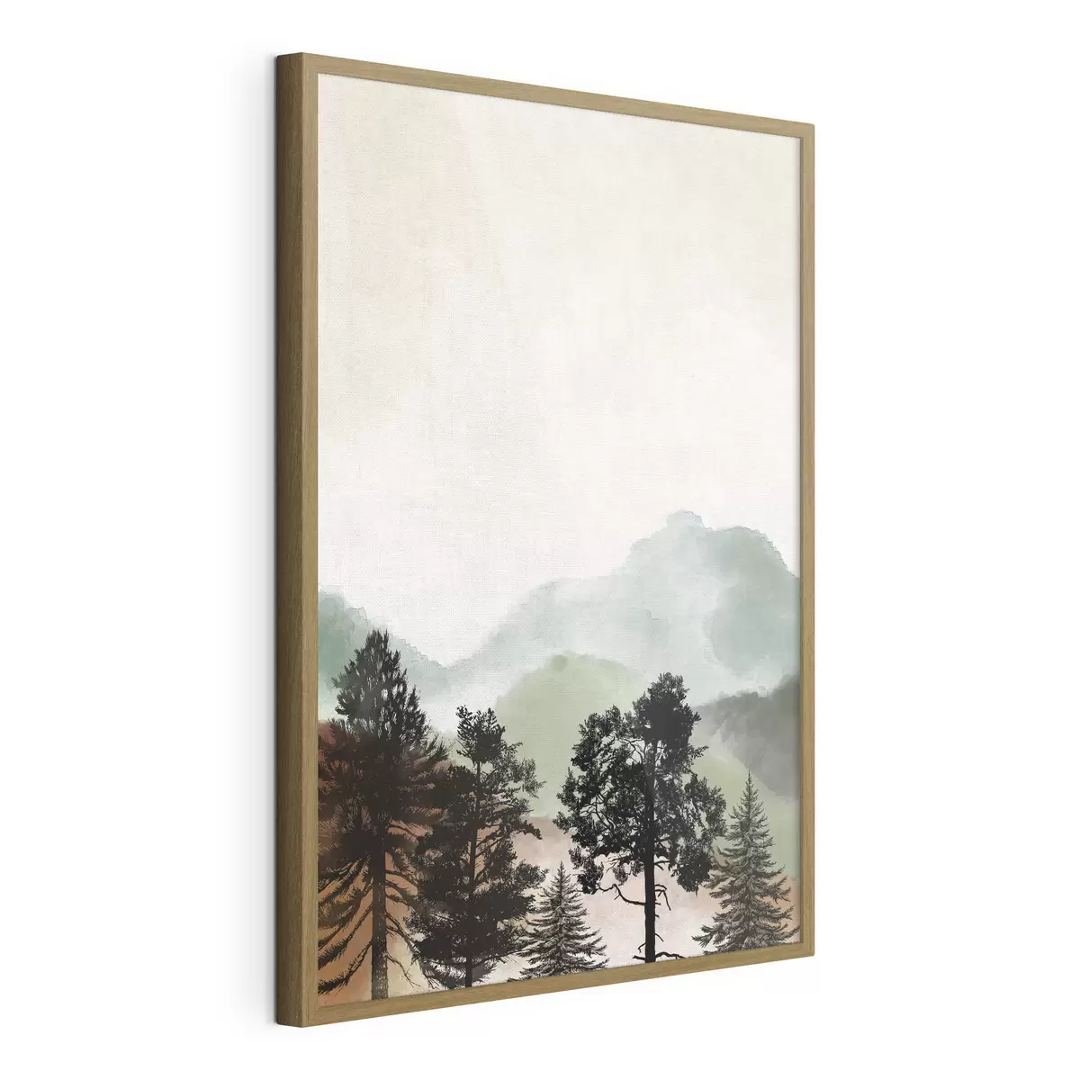 Poster Aquarell Berglandschaft mit Bäumen f36603