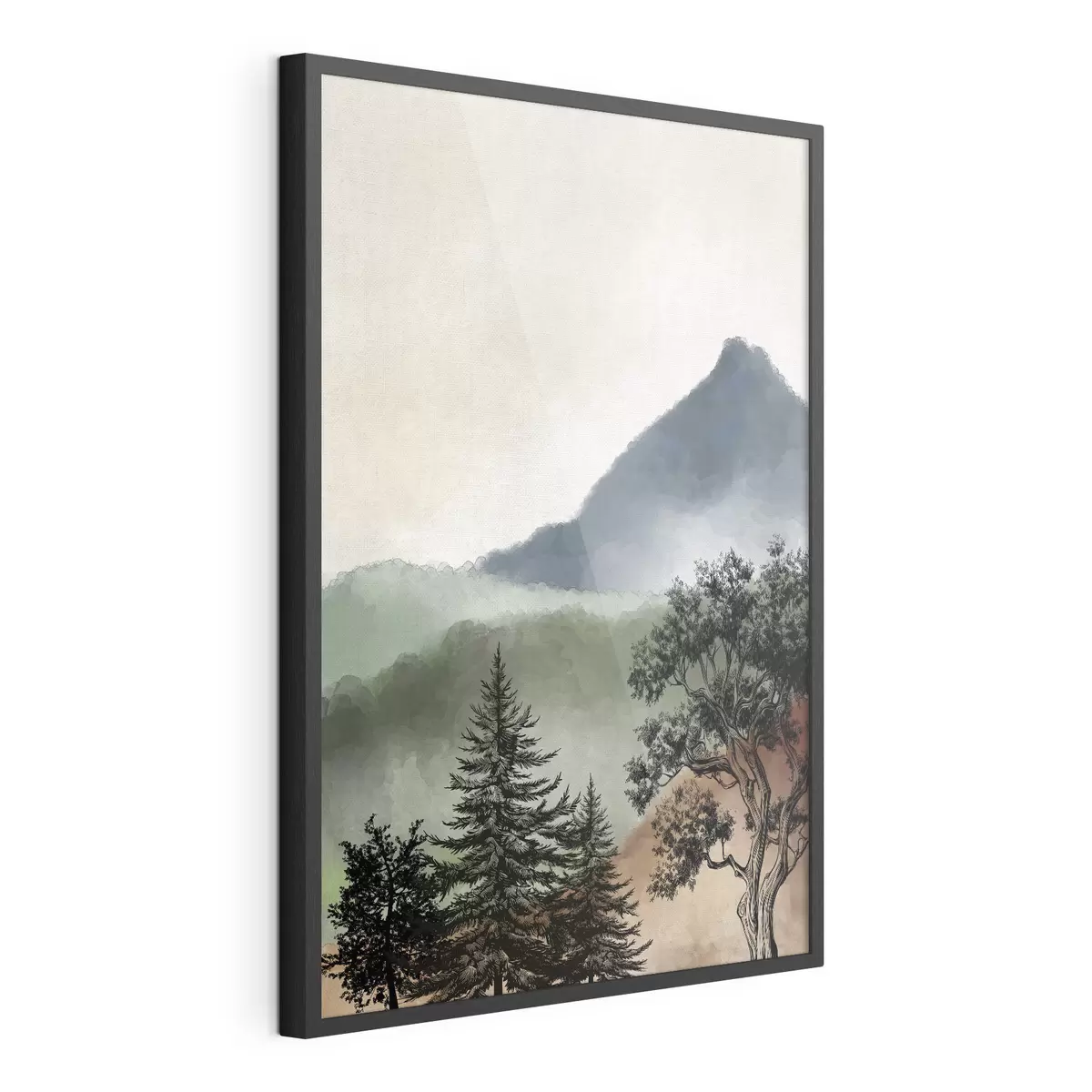 Poster Aquarell Berge und Bäume f36604
