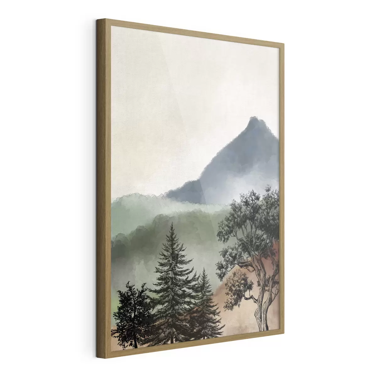 Poster Aquarell Berge und Bäume f36604