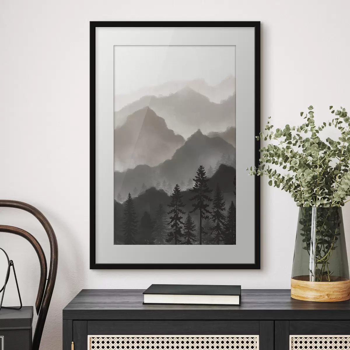 Poster Abstraktes Aquarell Berge f36607v1