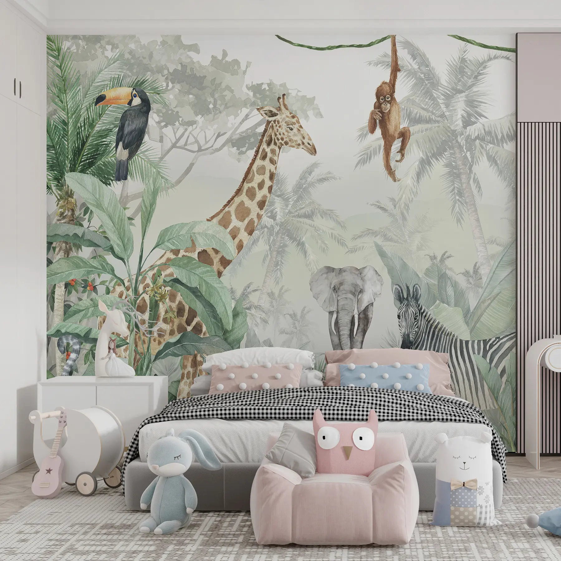 Fototapete Dschungelpanorama mit Tieren u74709d1