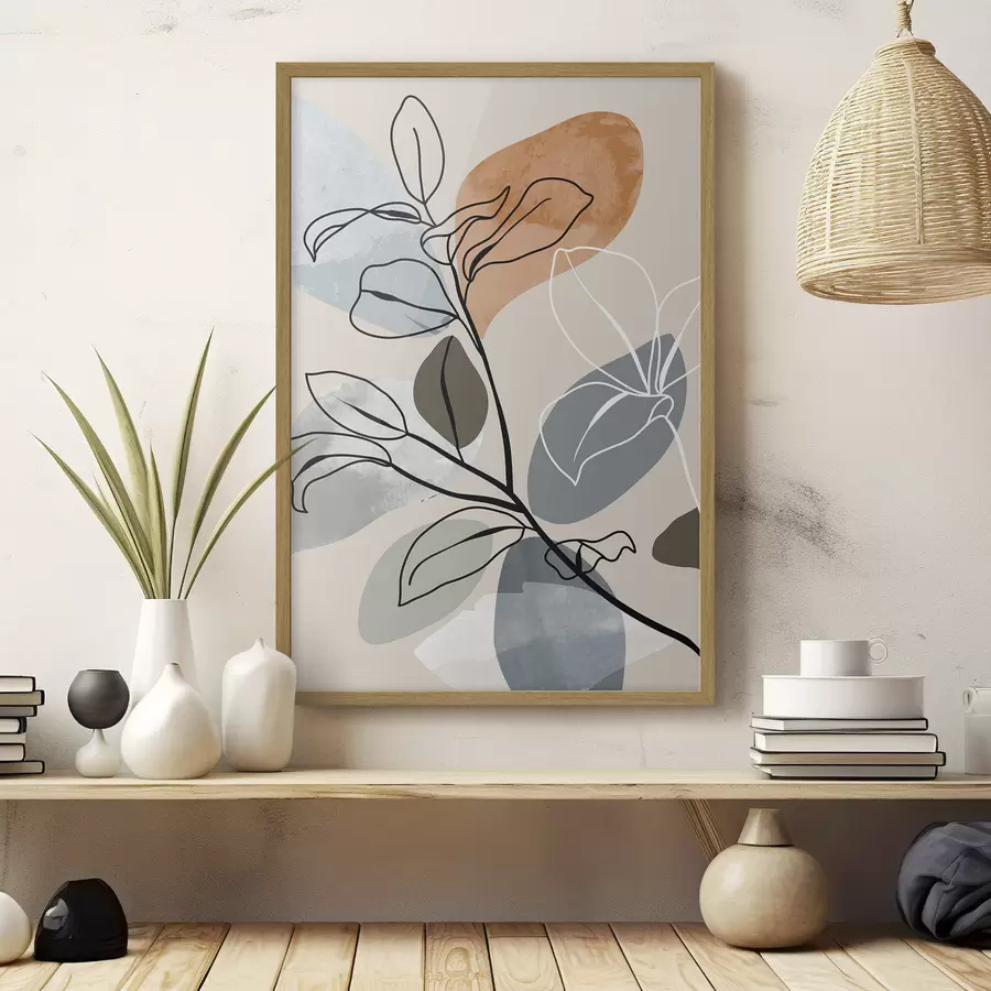 Fototapete Aquarellierte Blätter im Boho-Stil f36817