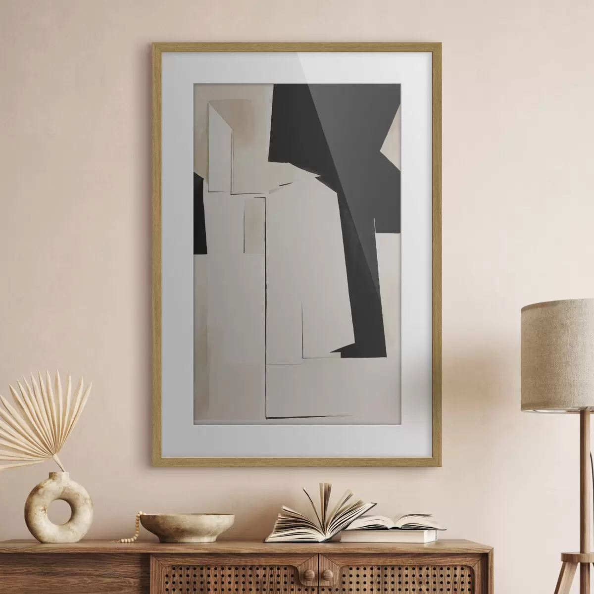 Poster Schwarz-weiße Aquarell-Abstraktion f37169