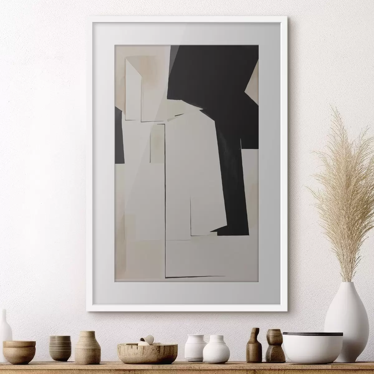 Poster Schwarz-weiße Aquarell-Abstraktion f37169