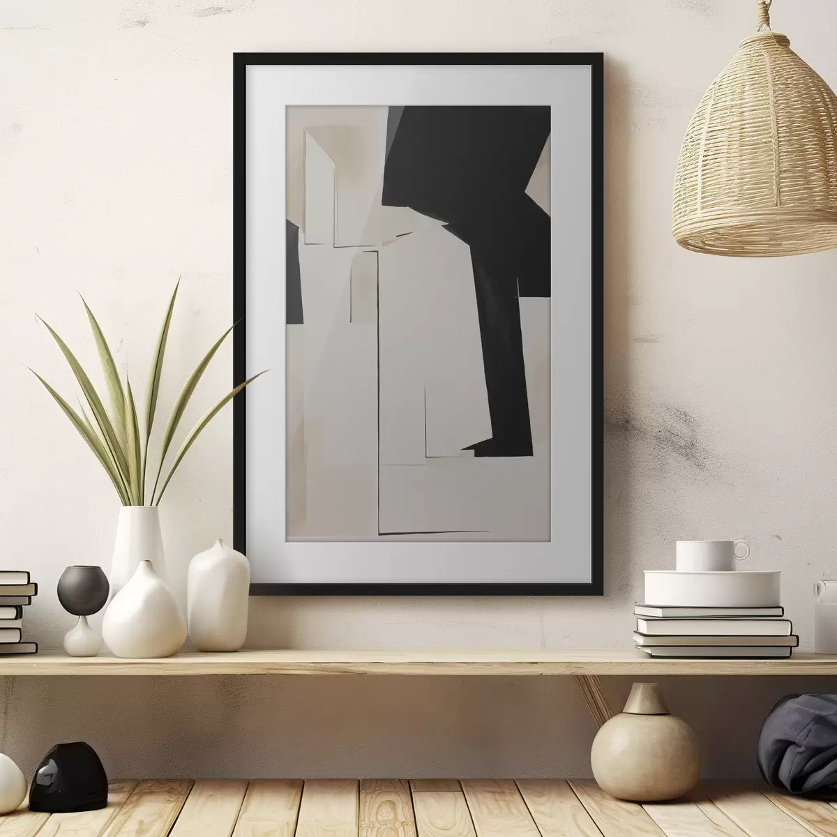 Poster Schwarz-weiße Aquarell-Abstraktion f37169