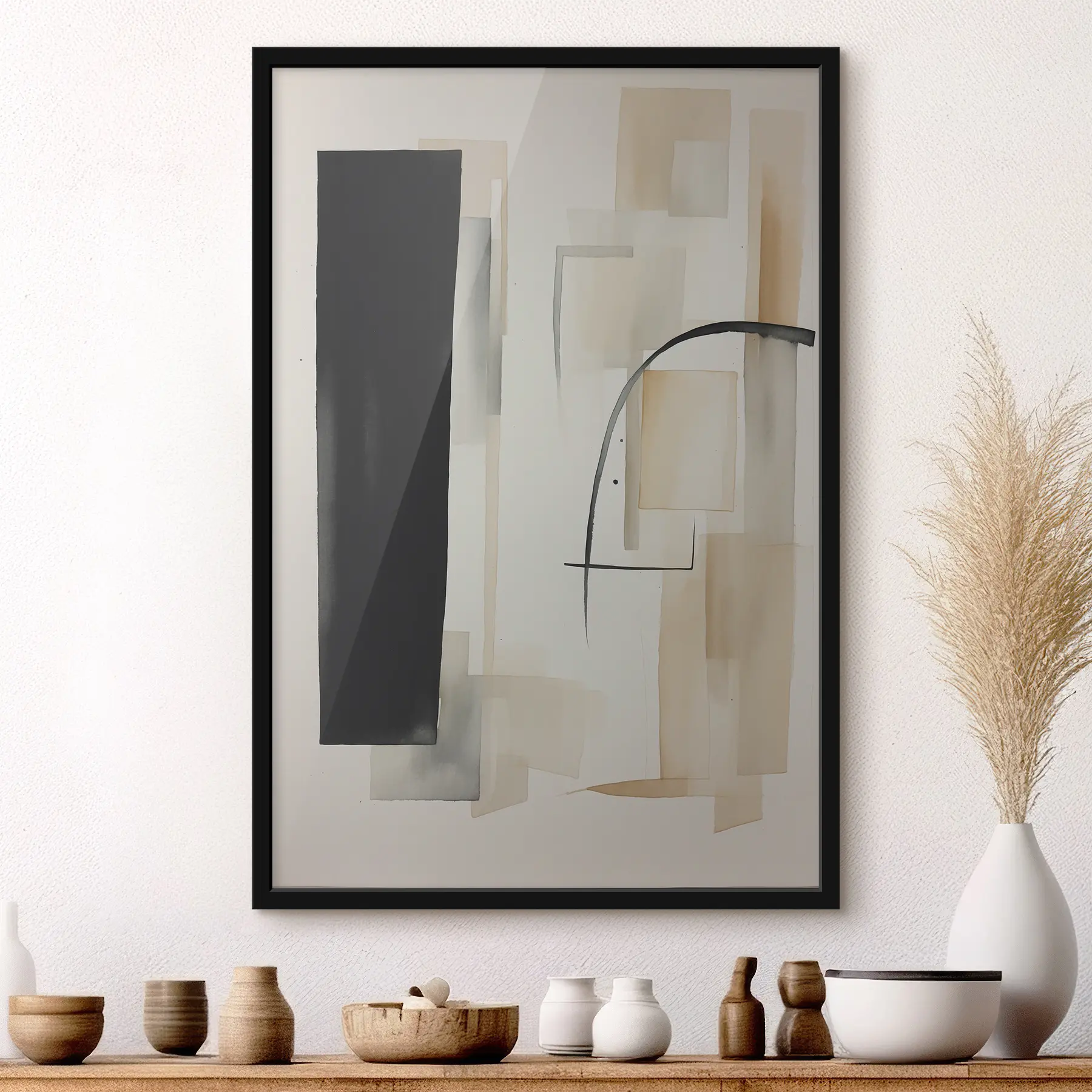 Fototapete Aquarellierte Abstraktion mit rechteckigen Figuren f37170