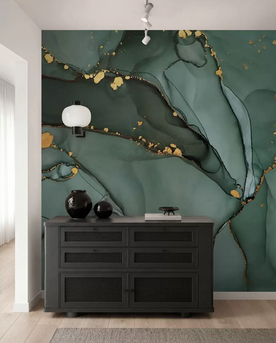 Fototapete Luxuriöser Onyx-Marmor mit metallischen Rissen u50235d1