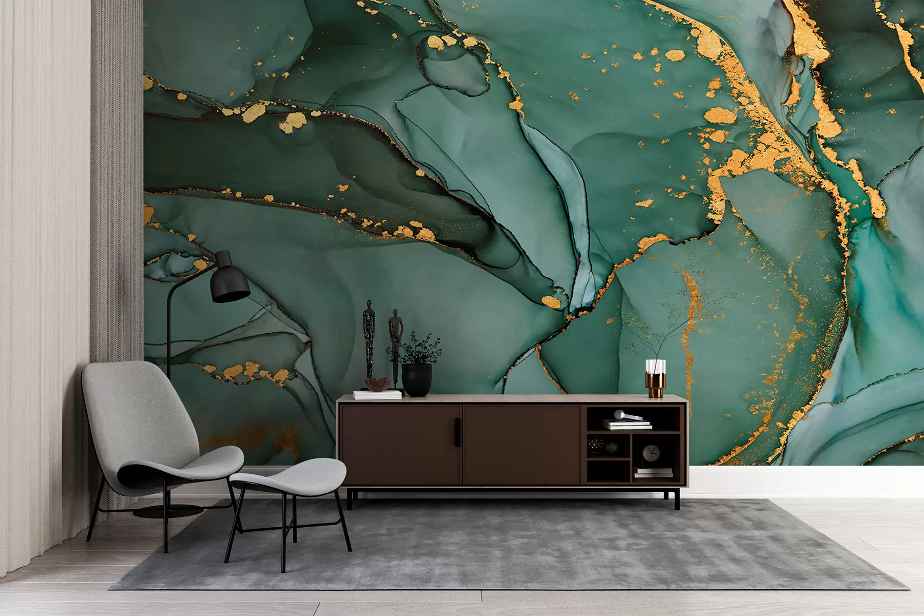 Fototapete Luxuriöser Onyx-Marmor mit metallischen Rissen u50235d2