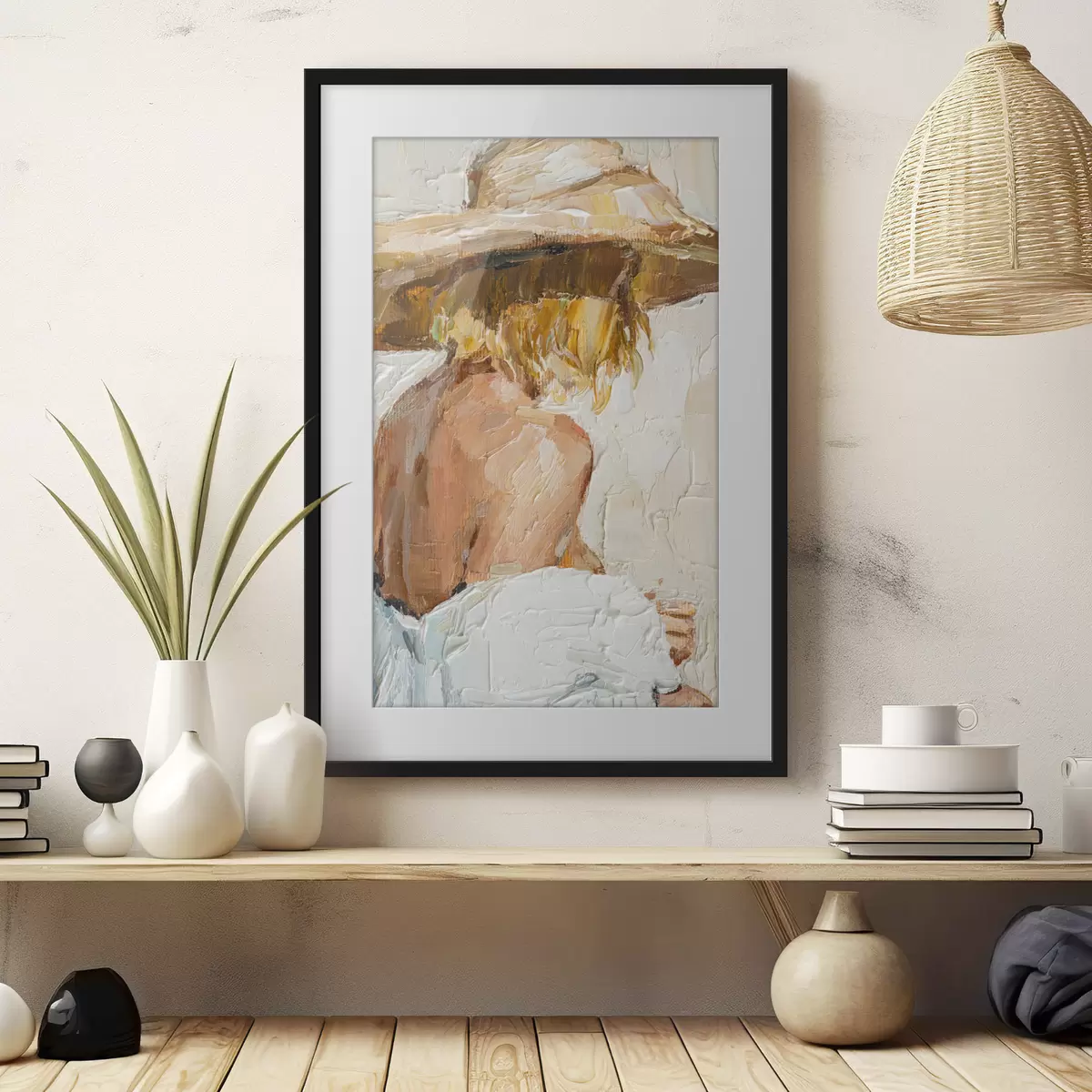 Poster Porträt einer Frau von hinten in Öl f37061