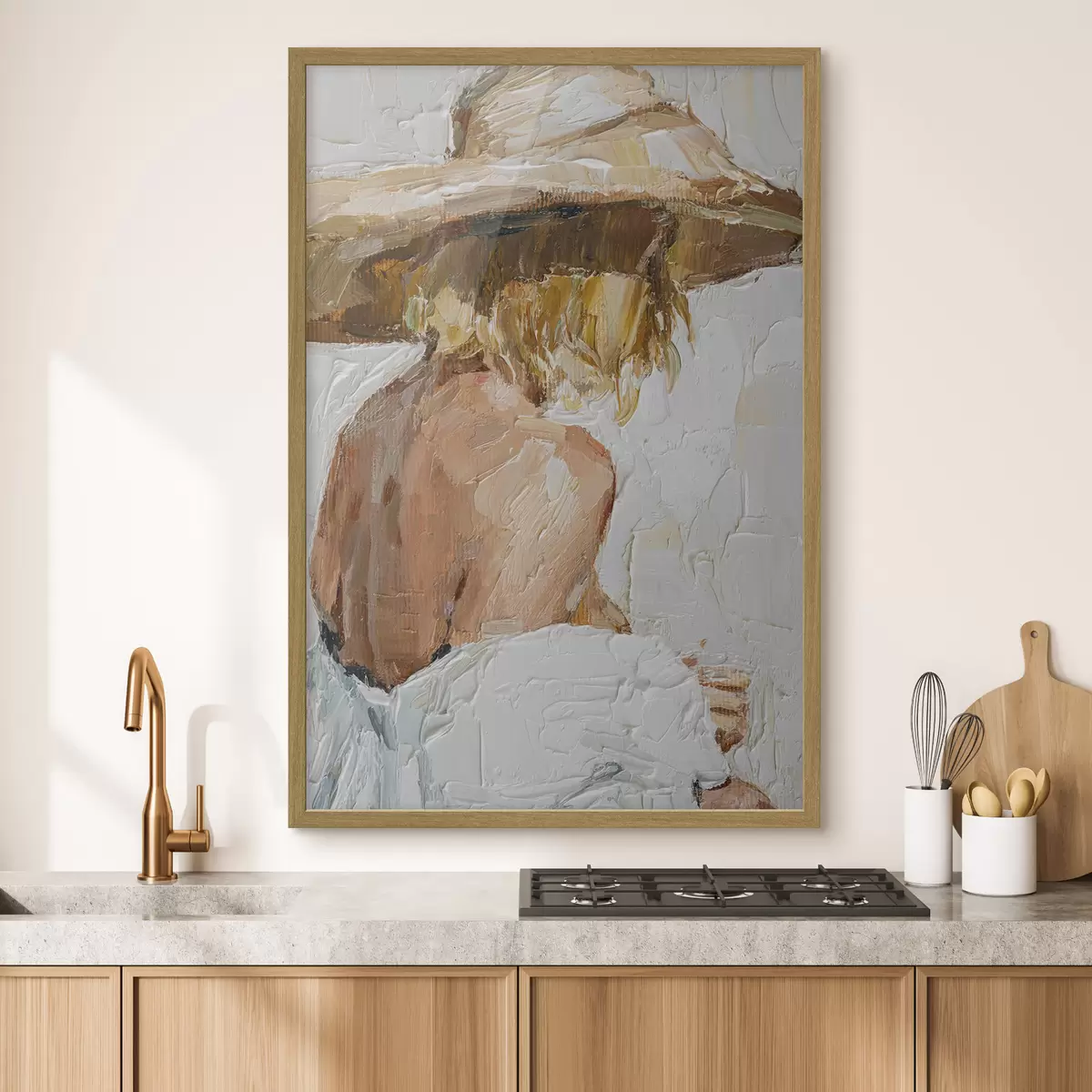 Poster Porträt einer Frau von hinten in Öl f37061