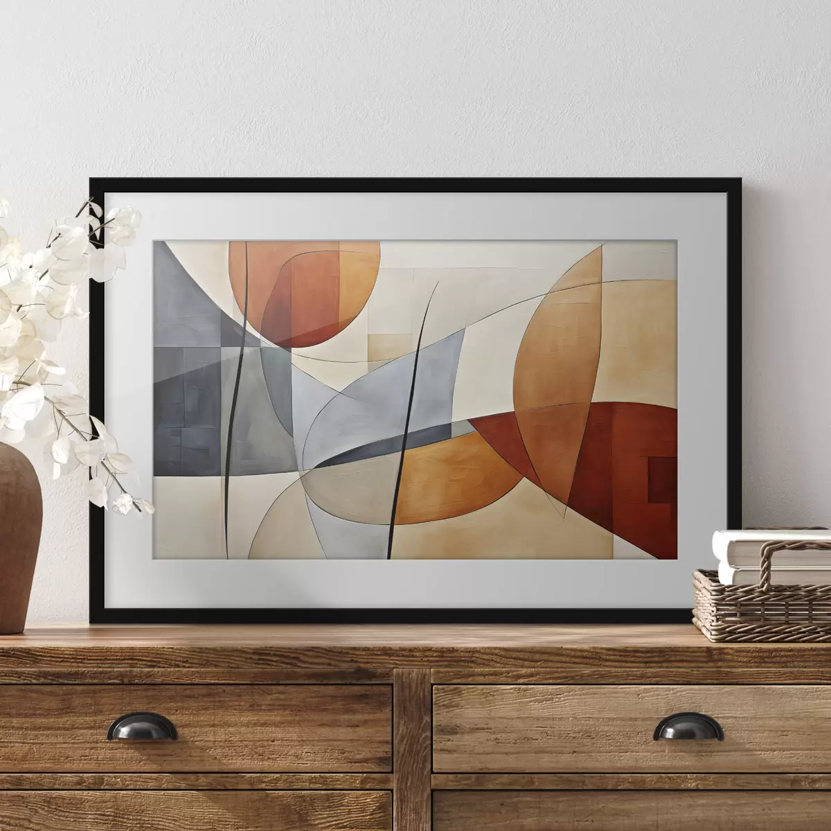Poster Kurven in Orange und Blau f37285
