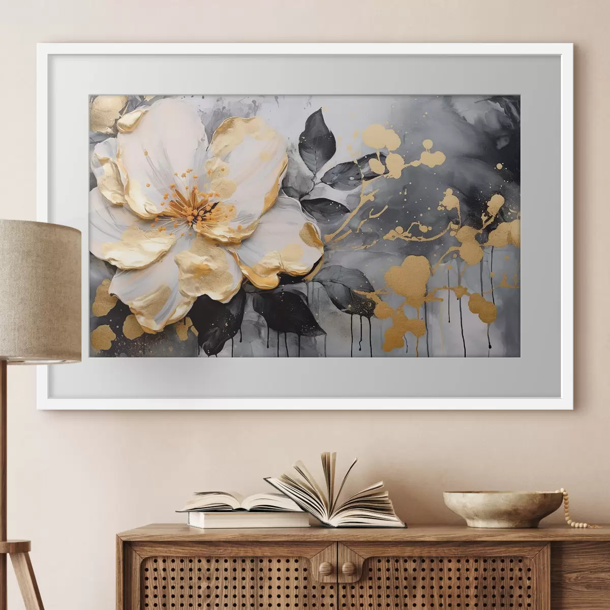 Poster Große Blume auf einem abstrakten Hintergrund f35528