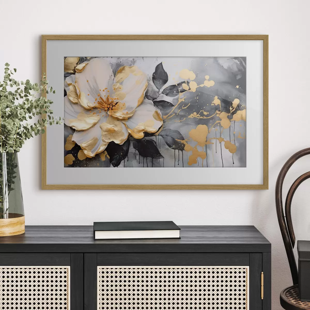 Poster Große Blume auf einem abstrakten Hintergrund f35528