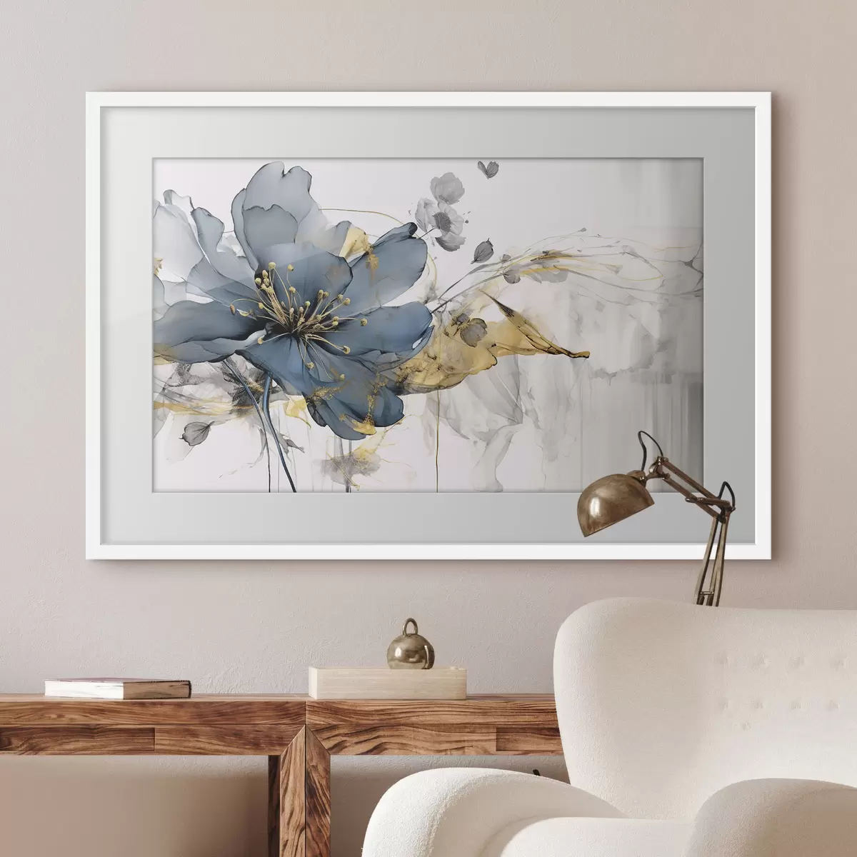 Poster Blaue Blüten im Flug f35527