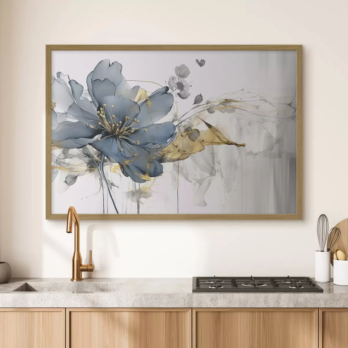 Poster Blaue Blüten im Flug f35527