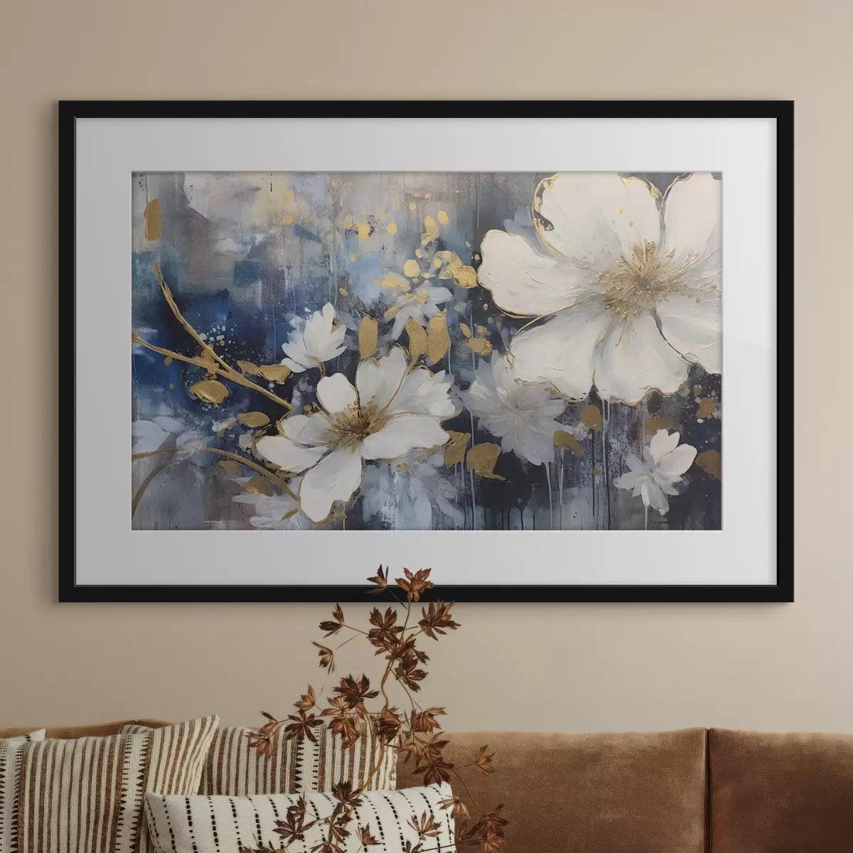 Poster Weiße Blüten, blaue Stille f35526