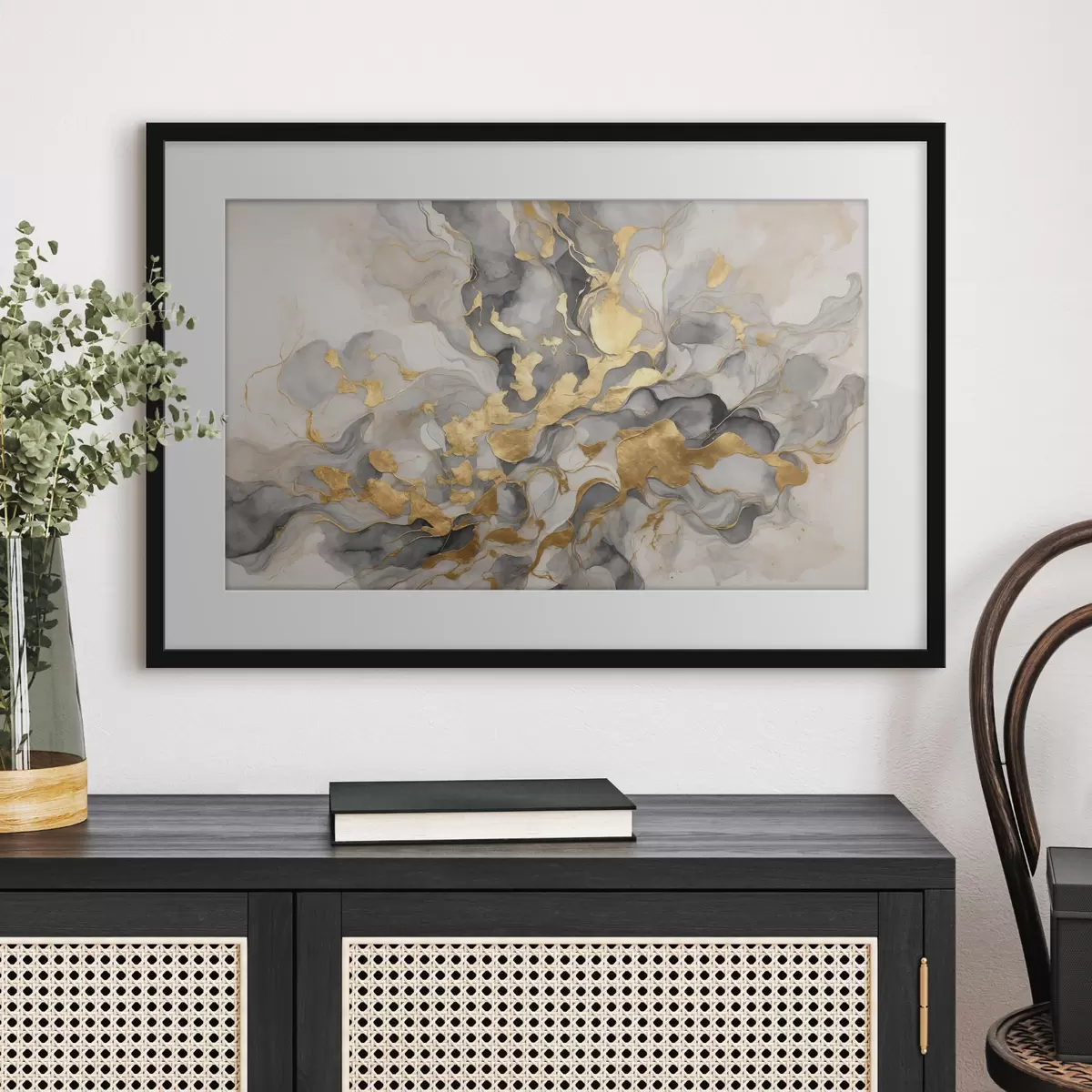 Poster Abstraktion in blauen Aquarellen f37331
