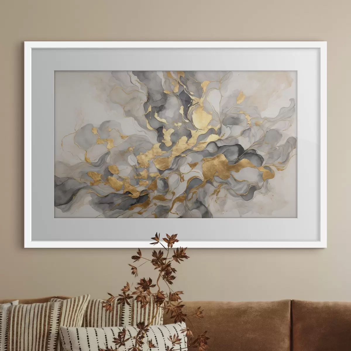 Poster Abstraktion in blauen Aquarellen f37331